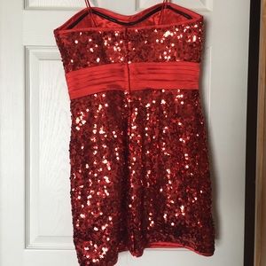 Red sequence dress